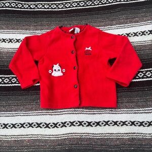 VINTAGE Y2K KIDS PLAY RED FLEECE PANDA BEAR BUTTON UP JACKET SIZE 2T